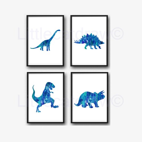 Set of 3 Dinosaur Prints Dinosaur Decor Dinosaur Wall Art Etsy