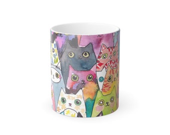 ALL the CATS Color Morphing Mug by Littlecatdraw color morphing mug, 11oz