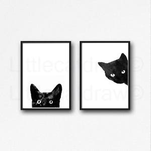 Gatto nero stampa pittura stampa regalo amante dei gatti Cat Decor Cat Art Decor Wall Art Home Decor regalo amante dei gatti senza cornice Seleziona la tua stampa immagine 10