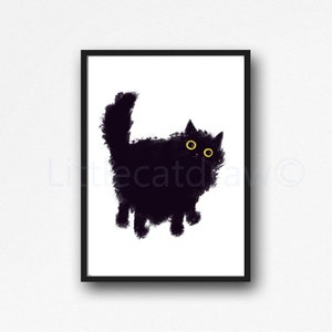 Gatto nero stampa pittura stampa regalo amante dei gatti Cat Decor Cat Art Decor Wall Art Home Decor regalo amante dei gatti senza cornice Seleziona la tua stampa Surprised Black Cat