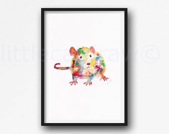 Rat Print Painting Print Year Of The Rat Zodiac Animal Art Rat Lover Gift Art Print Bedroom Wall Decor Art Home Decor Unframed