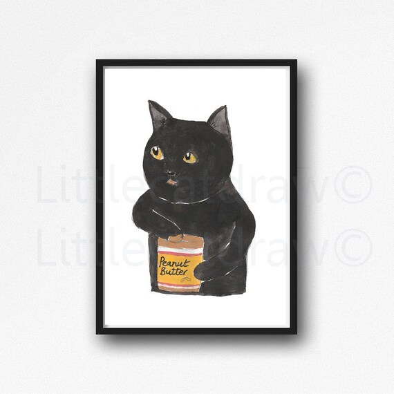 Bombay black CAT bathroom art PRINT animals 11x14 gift new