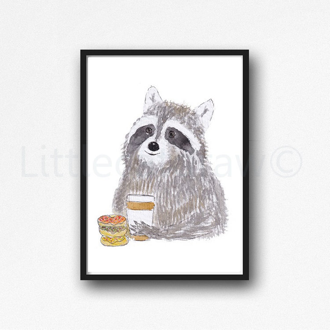 Watercolor Raccoon Printable Stickers Graphic by amaydastore · Creative  Fabrica