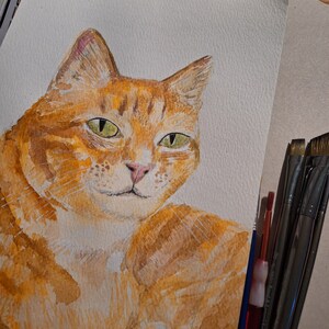 ORIGINAL  CUSTOM cat Painting Pet Portrait Hand Painted on Watercolour Paper Custom Made Cat Lover Gift