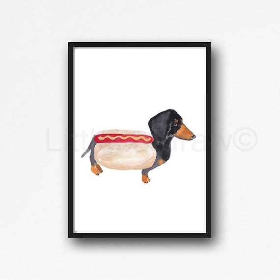 Hot Dog Sausage Dog Print Dachshund 