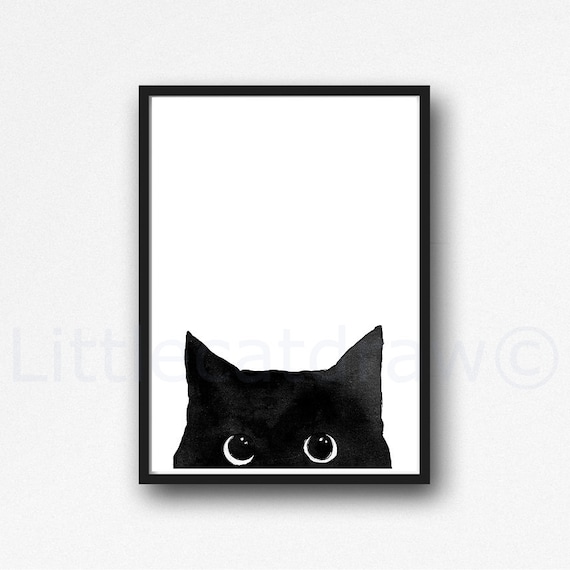 Cat Lover Gift Cat Decor Watercolor Art Print Peeking Siamese Cat Print Cat Art Living Room Wall Art