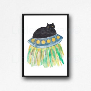 Black Cat Print Painting Print Cat Lover Gift Cat Decor Cat Art Decor Wall Art Home Decor Cat Lover Gift Unframed Select Your Print Space Cat