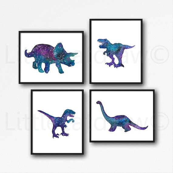 Dinosaur Print Set Of 4 Galaxy Jurassic Art Prints Watercolor Etsy Dinosaur Print Set Of 4 Galaxy Jurassic Art Prints Watercolor Etsy