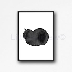 Cat Print Loaf Cat Watercolor Painting Print Kitten Black Cat Wall Art Cat Lover Gift Art Print Wall Decor Cat Decor Cat Lady Gift Unframed