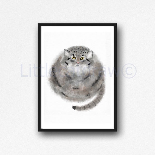 Pallas Cat Loaf Print Watercolor Illustration Home Decor Cute Cat Poster Unframed Gift Wall Art Decor Poster