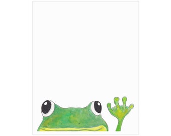 Frog Print Green Tree Frog Peeking Watercolor Painting Print Peekaboo Frog Animals Wall Art Wall Decor Frog Gift