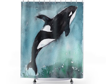 Orca by Littlecatdraw Shower Curtain