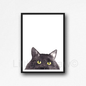 sleepy cat lover gifts cat art print grey cat drawing aqua colored pencil 6x8 print 8x3 print
