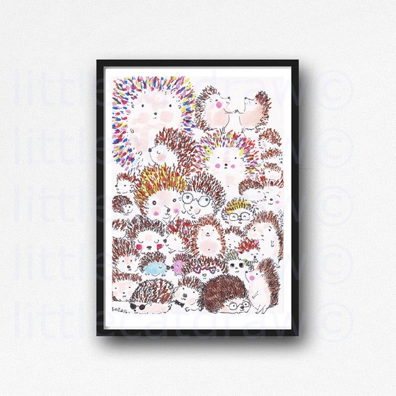 Hedgehog Print I Love Hedgehogs Print Funny Animal Etsy