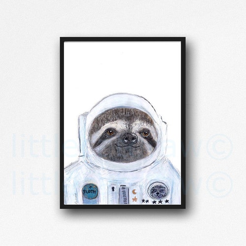 Space Sloth Print Sloth Astronaut Painting Print Animal Art - Etsy Denmark