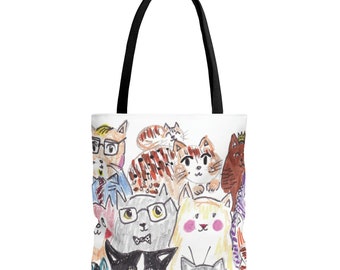 Crazy Happy Cats Tote Bag Original Design by Littlecatdraw