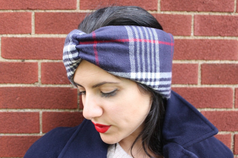 Shearling Lined Flannel Headband and Ear Warmer image 1