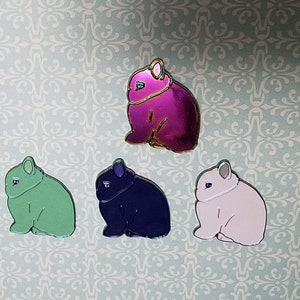 CANDY RABBITS-Netherland dwarf Show rabbit enamel pins with rainbow metal