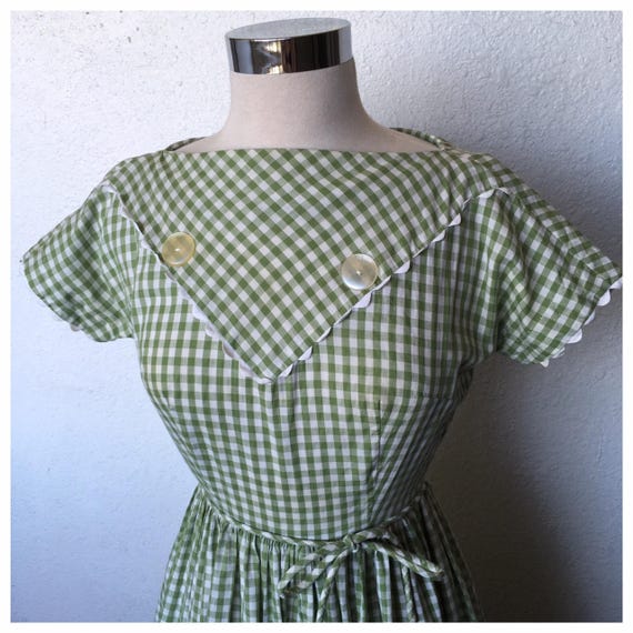 Bobbie Brooks Green Gingham Day Dress - image 1