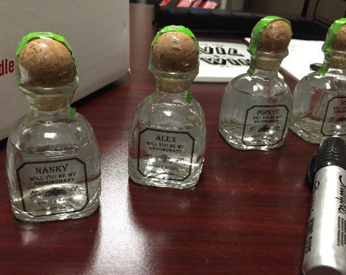 Personalized mini Patron Bottle Labels for Groomsmen Etsy