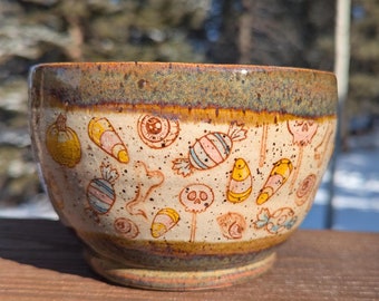 Speckled Candy Ceramic Bowl | Large Ice Cream Bowl | Wheel-Thrown Hand-Made Clay Bowl | Pottery | Gift Idea