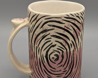 The Black Swirl in Red Ceramic Mug | Magical Coffee or Tea Cup | Slip Casted Hand-Made Clay Mug | Pottery | Gift Idea