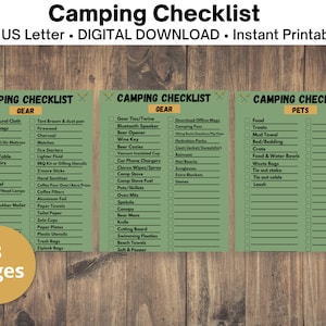 Editable Camping Checklist | Camping Planner | Pets Camping  | Printable Checklist | Canva Template Pack