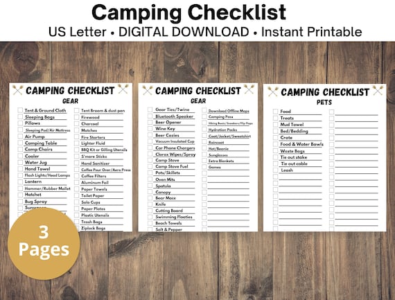 Editable Camping Checklist | Camping Planner | Pets Camping | Printable  Checklist | Canva Template Pack - Etsy