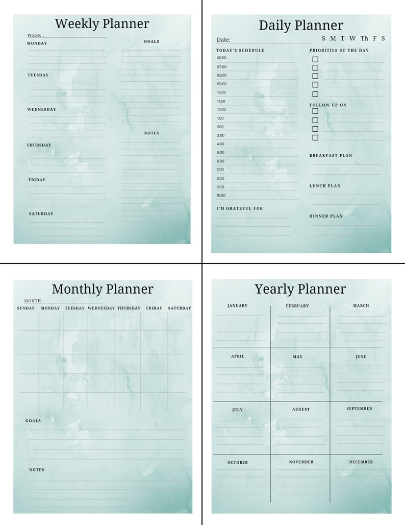 Editable Daily, Weekly, Monthly, Yearly Planner | Goal Tracker ...
