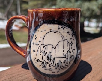 Desert Dreams Mug | Magical Ceramic Coffee or Tea Cup | Slip-casted Hand-Made Clay Mug | Pottery | Gift Idea