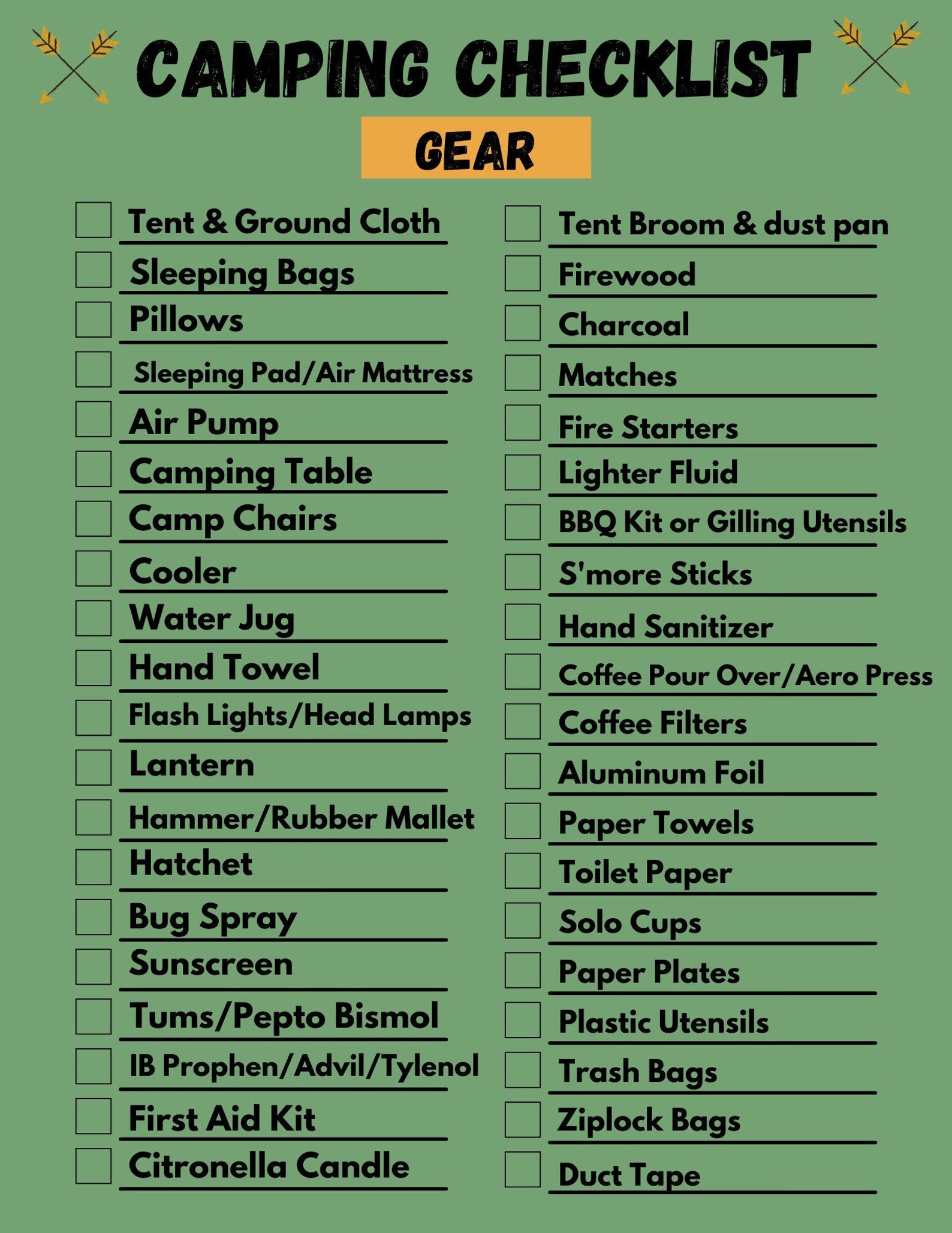 Editable Camping Checklist Camping Planner Pets Camping Etsy