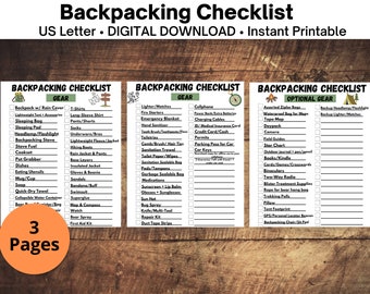 Editable Backpacking Checklist | Camping Planner | Explore Outdoors | Wanderlust | Hiking Adventure | Printable Checklist | Template