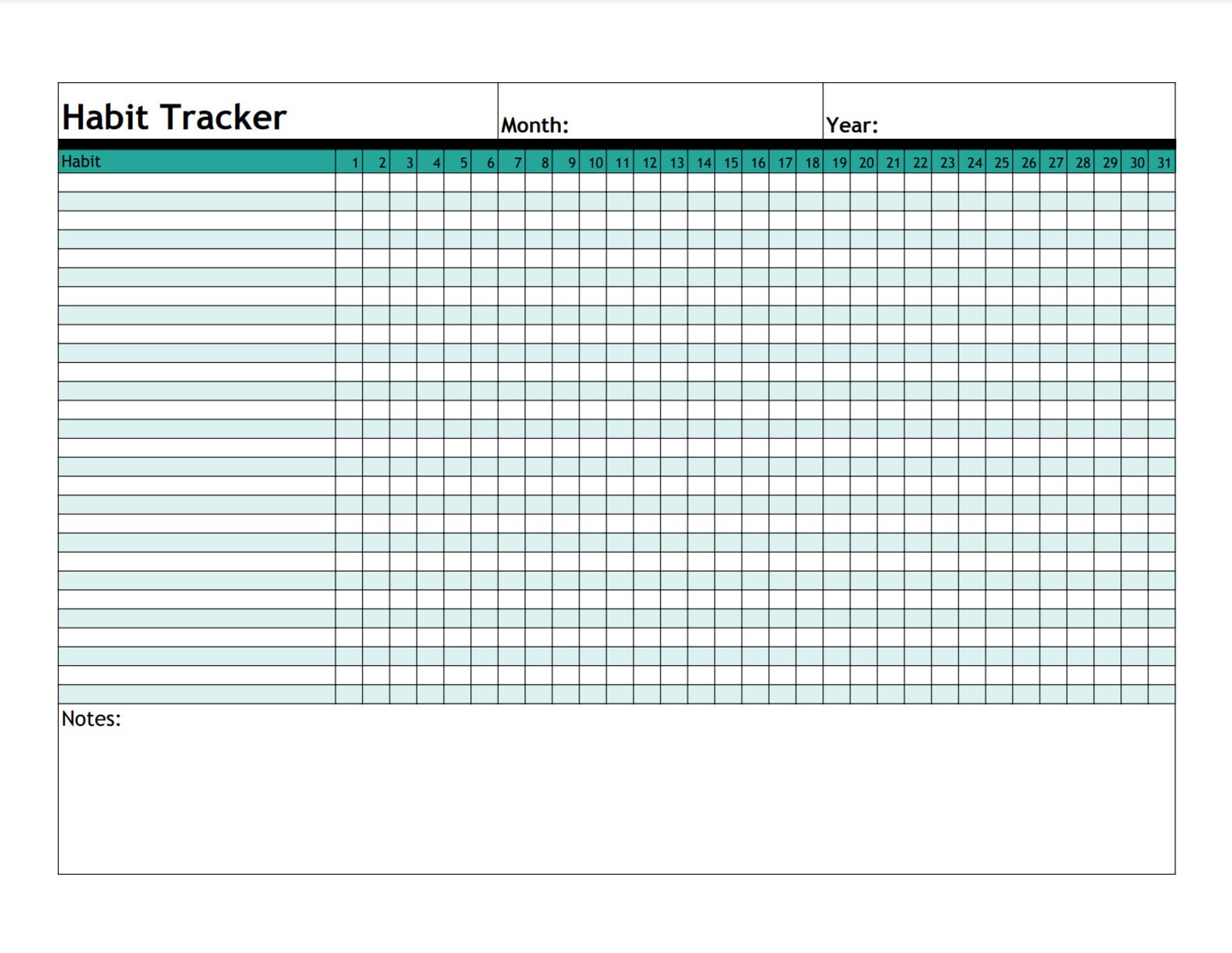 Printable Monthly Habit Tracker | Goal Tracker | Minimalist | 30 Day ...