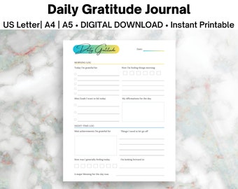 Daily Gratitude Journal Printable | Gratitude Practice | Mindfulness Journal | Personal Development | Meditation Practice | Affirmations