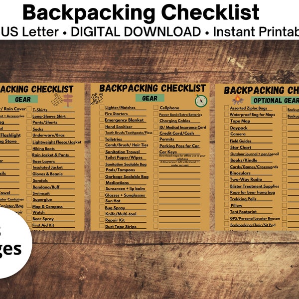 Editable Backpacking Checklist | Camping Planner | Explore Outdoors | Wanderlust | Hiking Adventure | Printable Checklist | Template