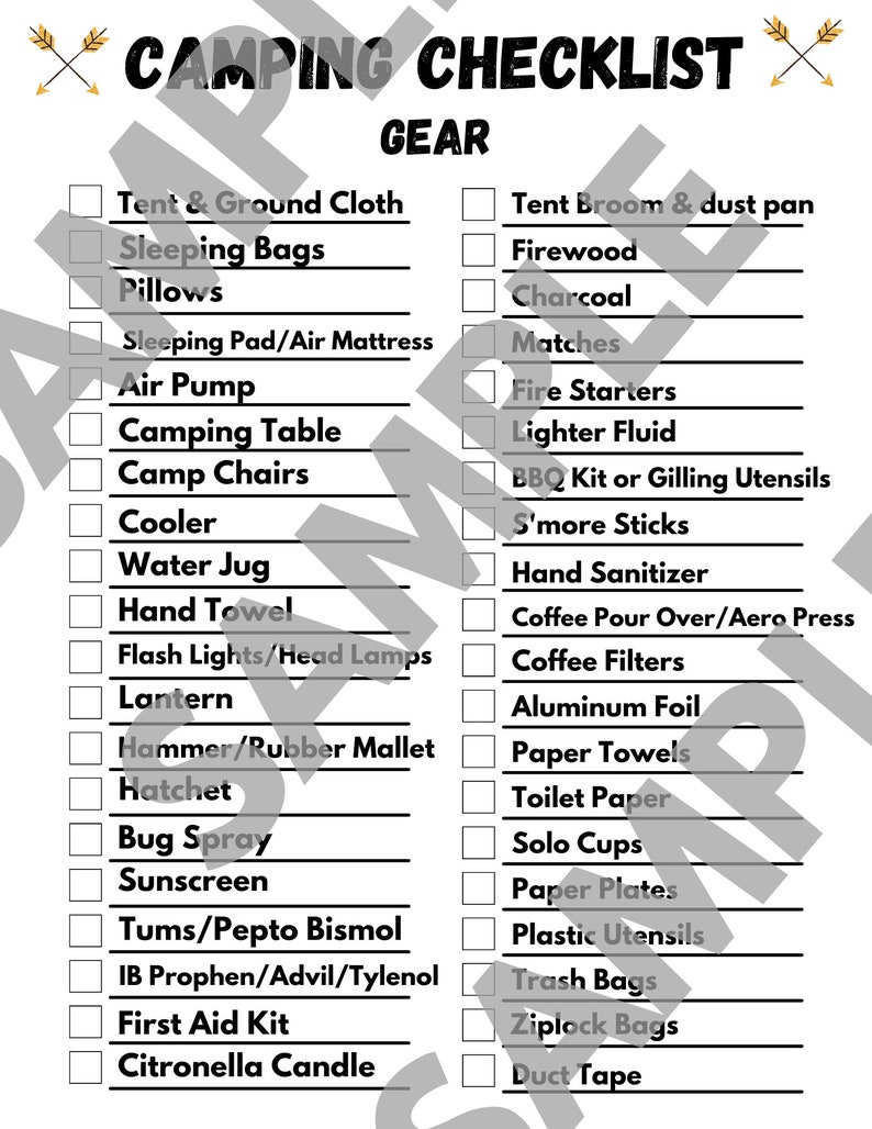 Editable Camping Checklist Camping Planner Pets Camping Etsy