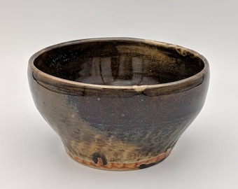 Brown & Peach Ceramic Bowl | Ice Cream Bowl | Wheel-Thrown Hand-Made Clay Bowl | Pottery | Gift Idea