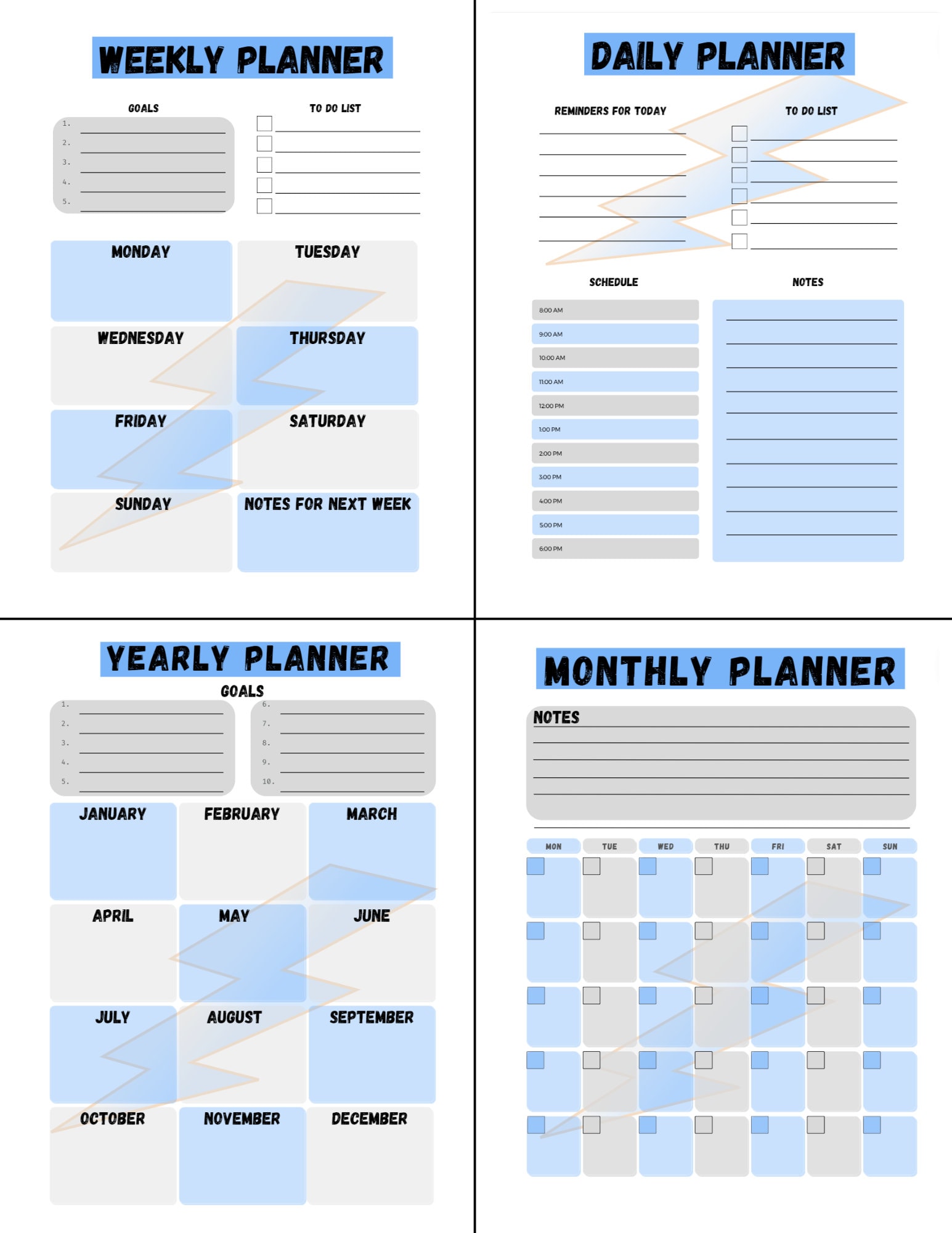 Editable Daily, Weekly, Monthly, Yearly Planner | Goal Tracker ...