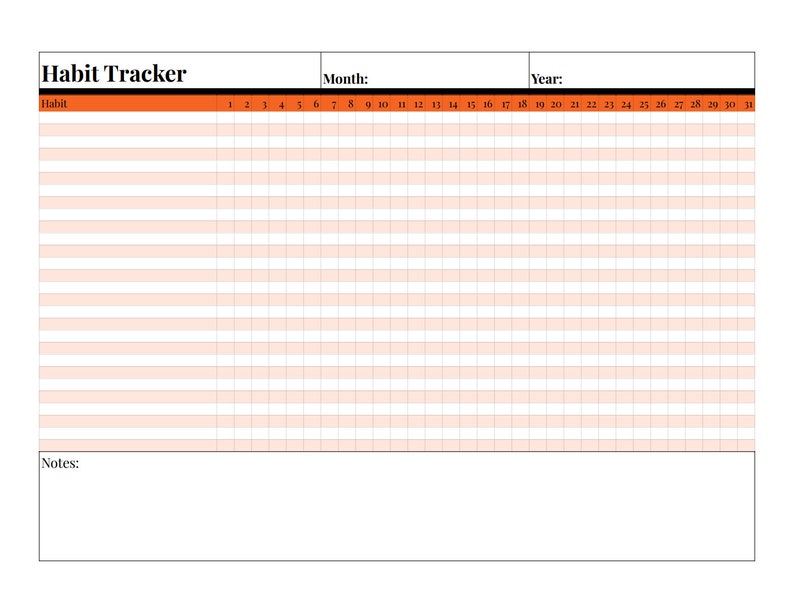Printable Monthly Habit Tracker | Goal Tracker | Minimalist | 30 Day ...