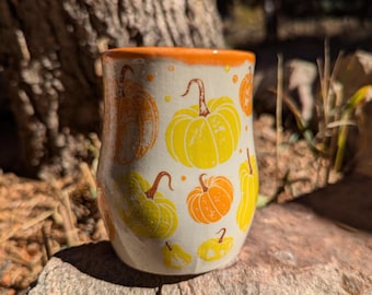 Pumpkin Cup  | Magical Ceramic Coffee or Tea Cup | Slip-casted Hand-Made Clay  | Pottery | Gift Idea