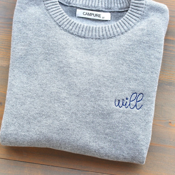 Boy’s Monogrammed Sweater, Toddler Embroidered Pullover, Custom Name Sweater, Toddler Boy Easter Outfit, Boys Personalized Name Shirt