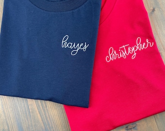Kid’s Name Embroidered Shirt, Children’s Name Tshirt, Toddler Monogrammed Tee, Youth Bella Canvas Shirt, Boys Back to School Shirt