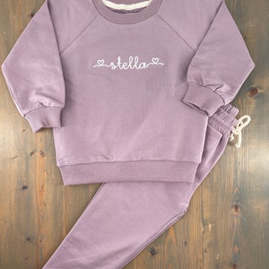 Purple Girl’s Jogger Set | Toddler Girls Track Suit | Purple Sweatshirt and Pants | Girl’s Purple Outfit | Girls Monogrammed Shirt