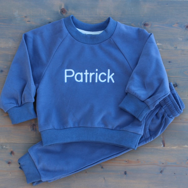 Blue Toddler Jogger Set | Kids Jogging Suit | Toddler Outfit with Name | Boys Blue Sweatshirt Monogrammed |