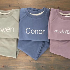 Kids Jogger Set, Embroidered Jogging Suit, Toddler Name Outfit, Monogrammed Sweatshirt, Childrens Matching Set, Green Sweats