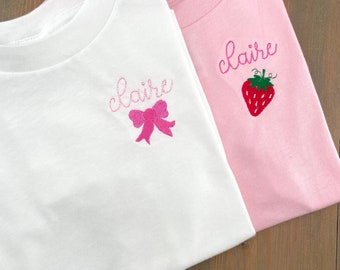 Girls Embroidered Shirt, Kids Name Tshirt, Personalized Girl Shirt, Toddler Monogrammed Tee, Youth Bella Canvas Shirt, Girls Valentine