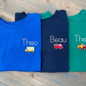 Kids Name Embroidered Shirt, Childrens Name Tshirt, Toddler Monogrammed Tee, Youth Bella Canvas Shirt, Boys Back to School Shirt image 1