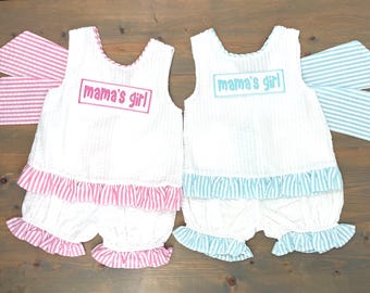 Mamas Girl Outfit, Embroidered Mothers Day Outfit, Seersucker Swing Back Set, I Love Mom, Toddler Ruffle Shirt, Beach Pictures Outfit