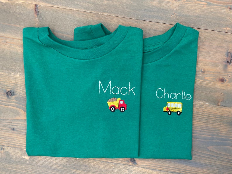 Kids Name Embroidered Shirt, Childrens Name Tshirt, Toddler Monogrammed Tee, Youth Bella Canvas Shirt, Boys Back to School Shirt image 2