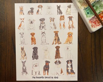 Dog breeds print